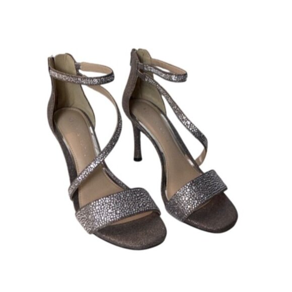 Kelly & Katie Womens Glittery Strappy High Heel Sandals With Back Zipper - Picture 1 of 8